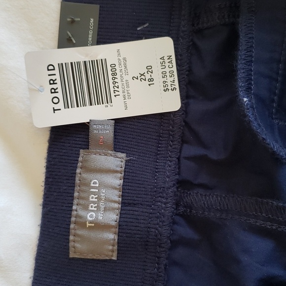 Torrid Women's Navy Stretch Cropped Poplin Pant - Size 2X - Picture 9 of 14